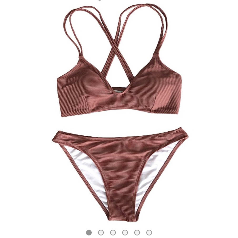 CUPSHE Mauve Cross at back two piece swimsuit